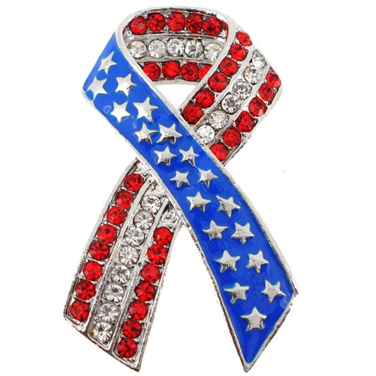 American Flag Patriotic Ribbon Pin Brooch
