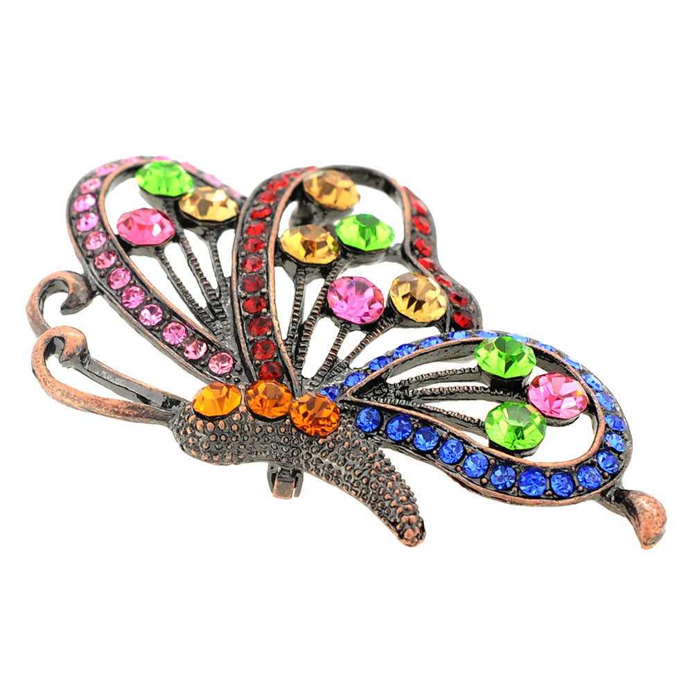 Vintage Rainbow Copper Butterfly Brooch & Pendant