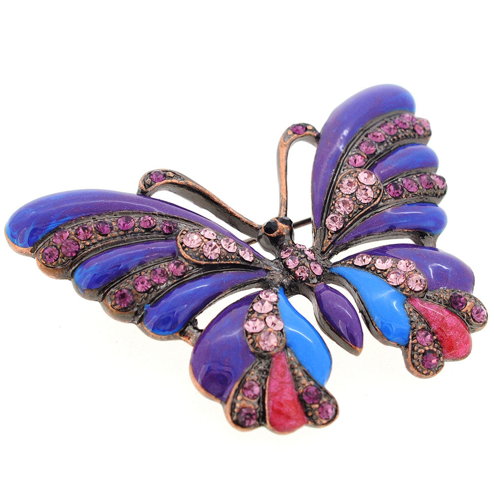Purple Butterfly Crystal Pin Brooch