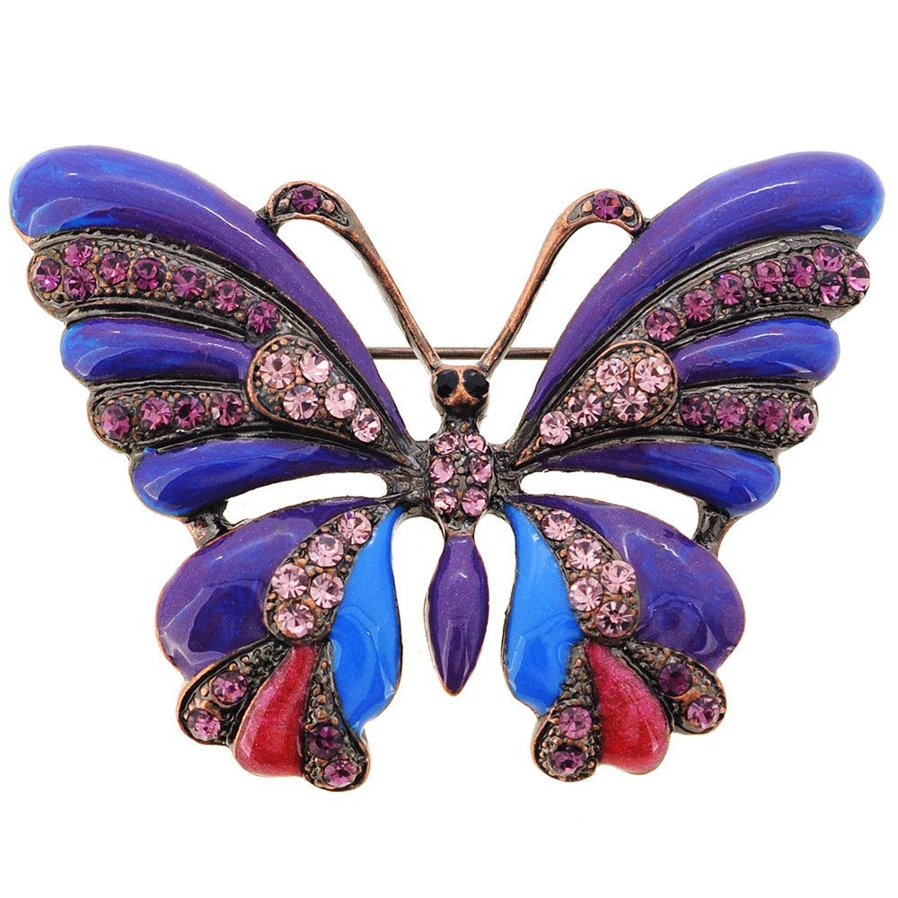 Purple Butterfly Crystal Pin Brooch