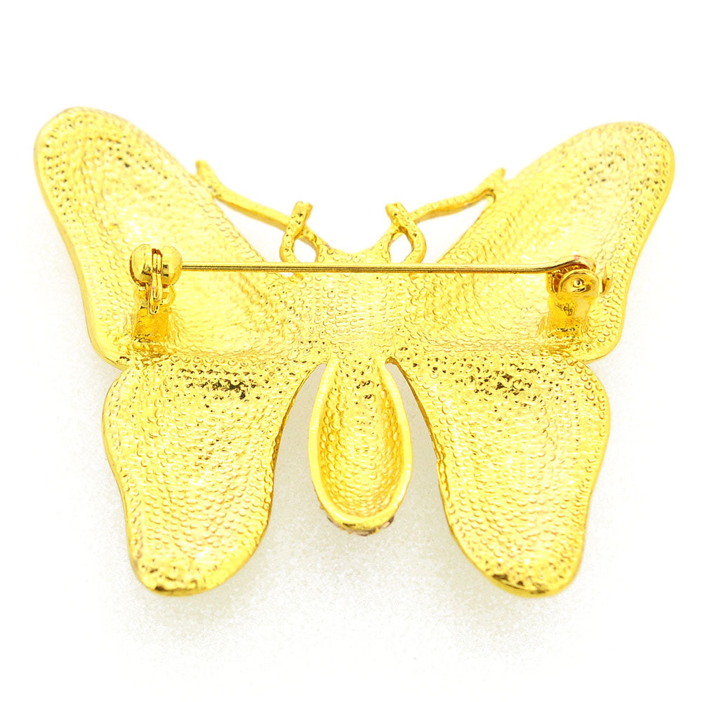 Yellow Butterfly Crystal Pin Brooch