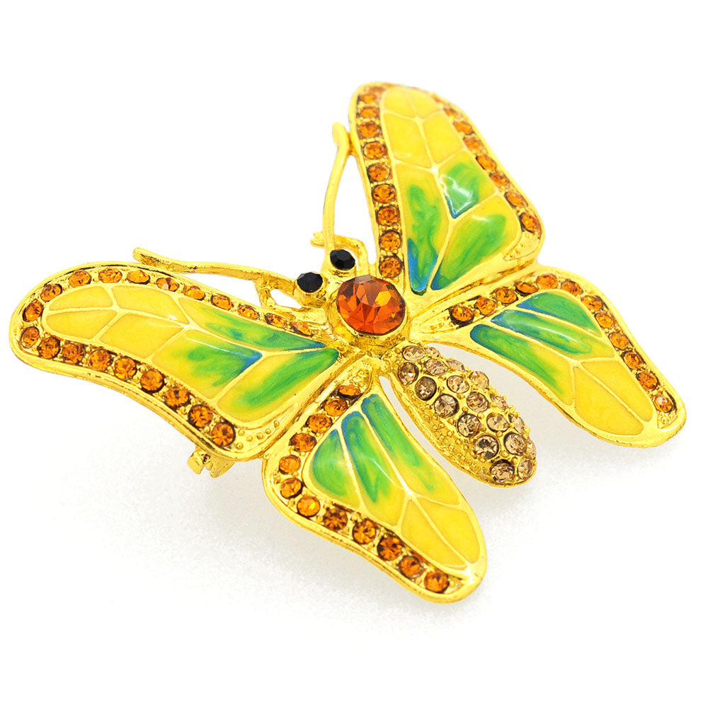 Yellow Butterfly Crystal Pin Brooch