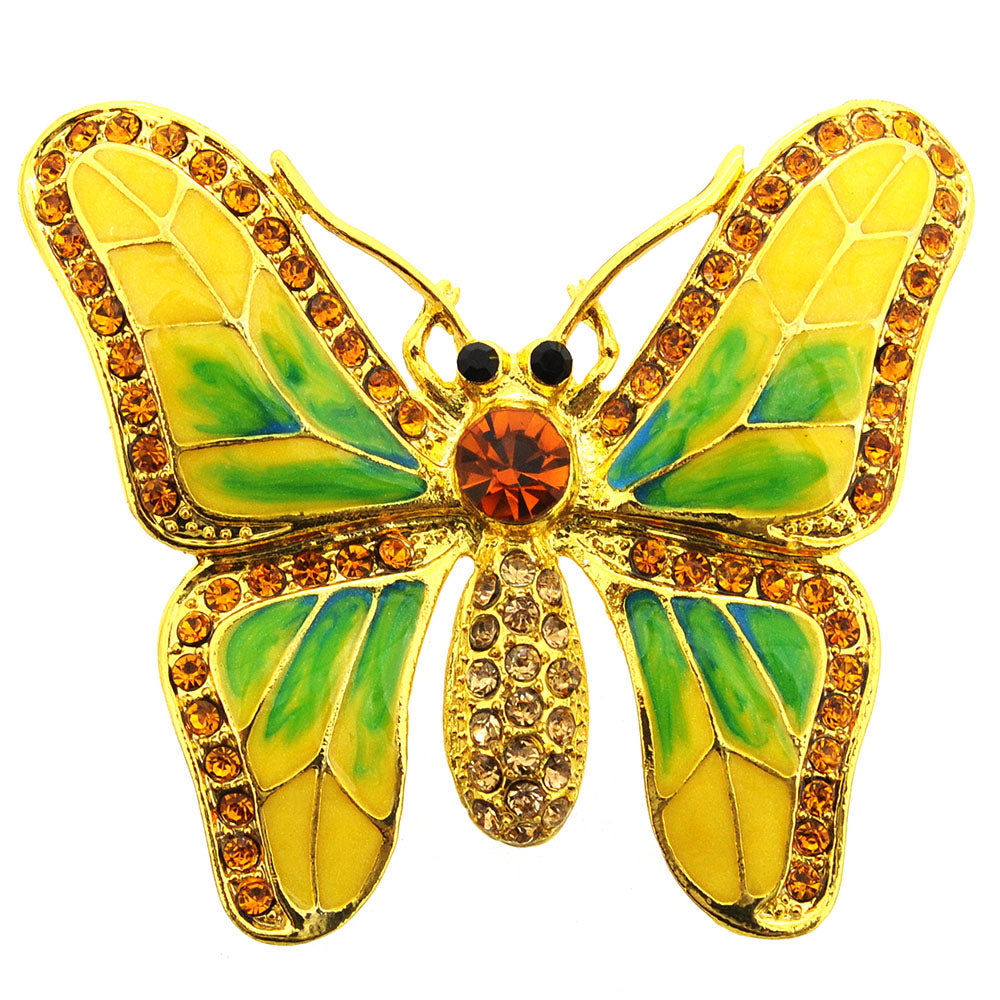 Yellow Butterfly Crystal Pin Brooch