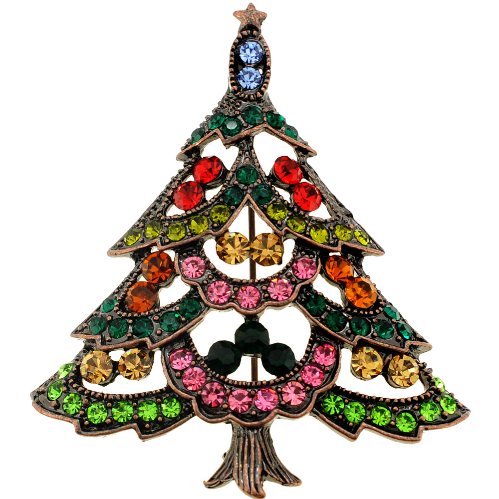 Multi-Color Christmas Tree Pin Brooch