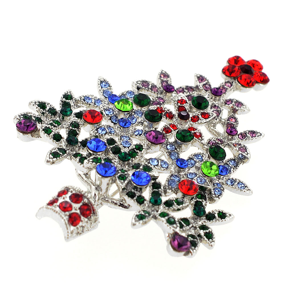 MultiColor Christmas Tree Crystal Pin Brooch