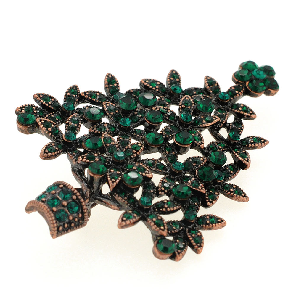 Emerald Green Christmas Tree Crystal Pin Brooch