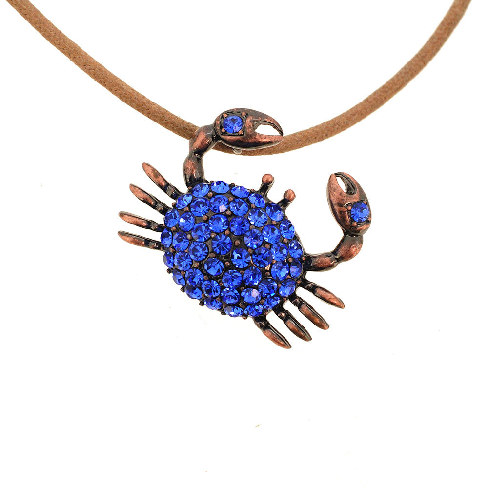 Sapphire Blue Crab Crystal Pin Brooch And Pendant