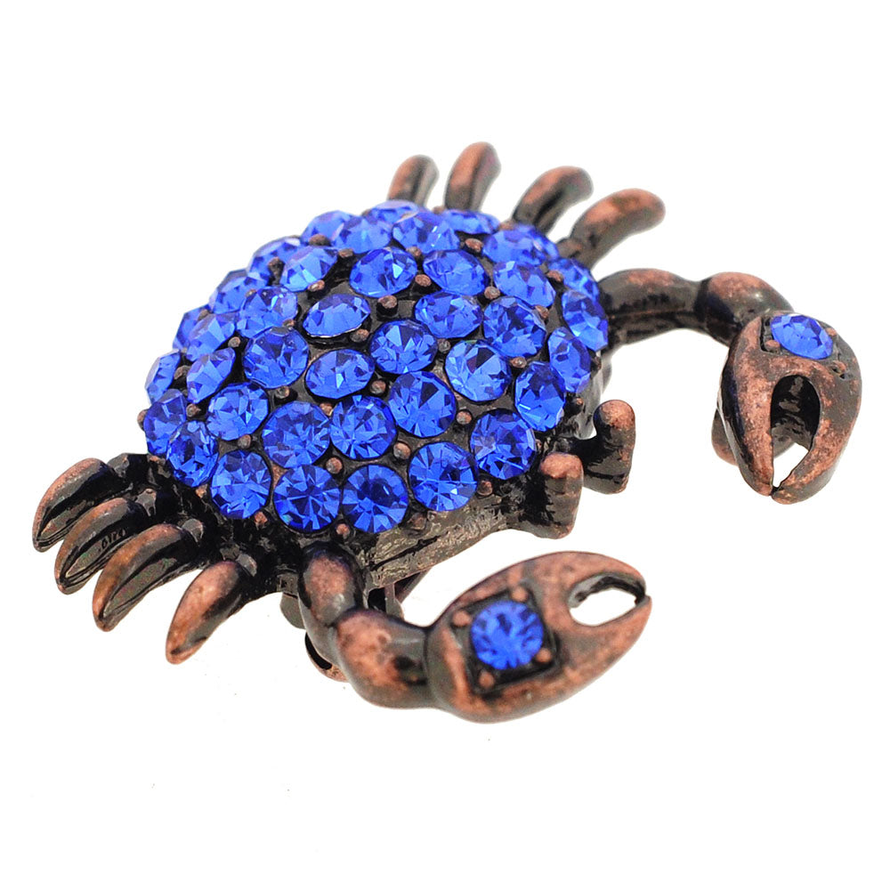 Sapphire Blue Crab Crystal Pin Brooch And Pendant
