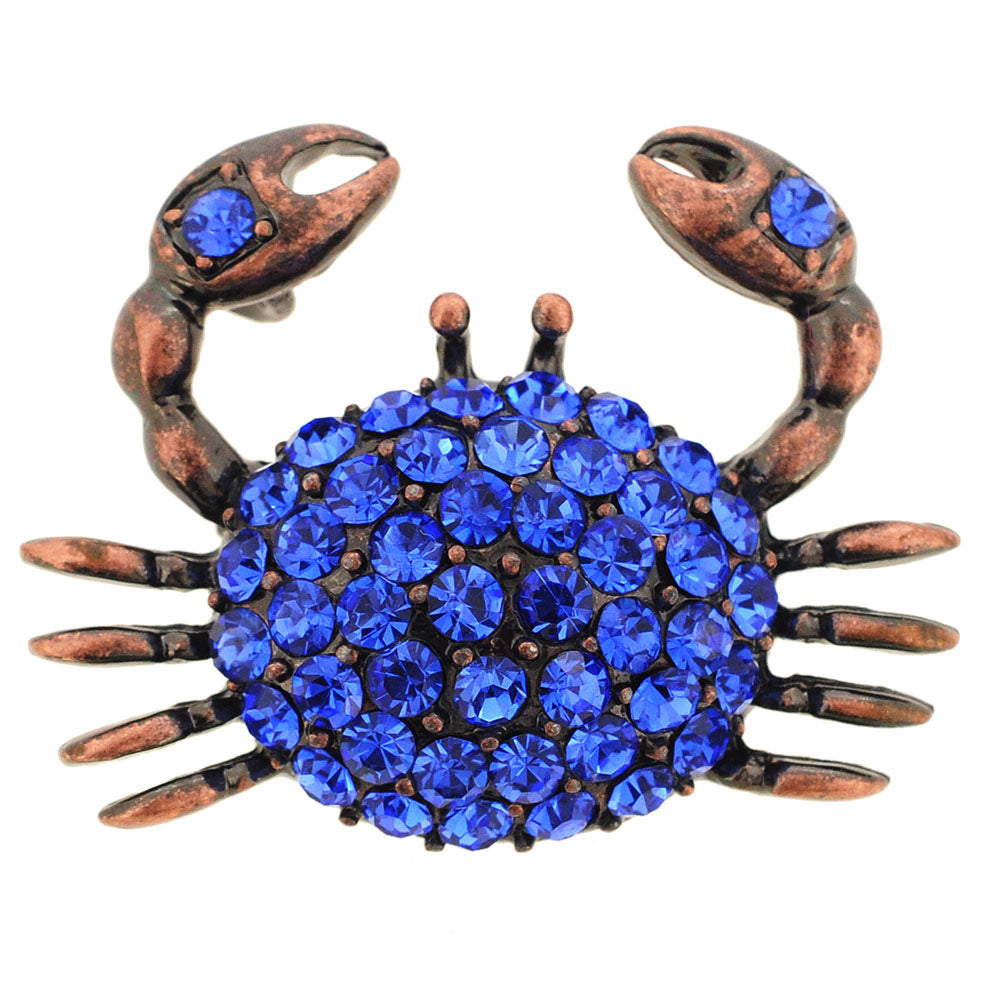 Sapphire Blue Crab Crystal Pin Brooch And Pendant