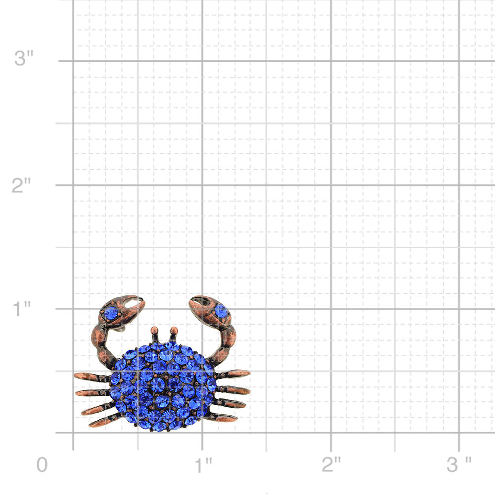 Sapphire Blue Crab Crystal Pin Brooch And Pendant