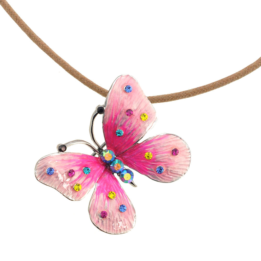 Light Pink Rainbow Butterfly Crystal Brooch Pin