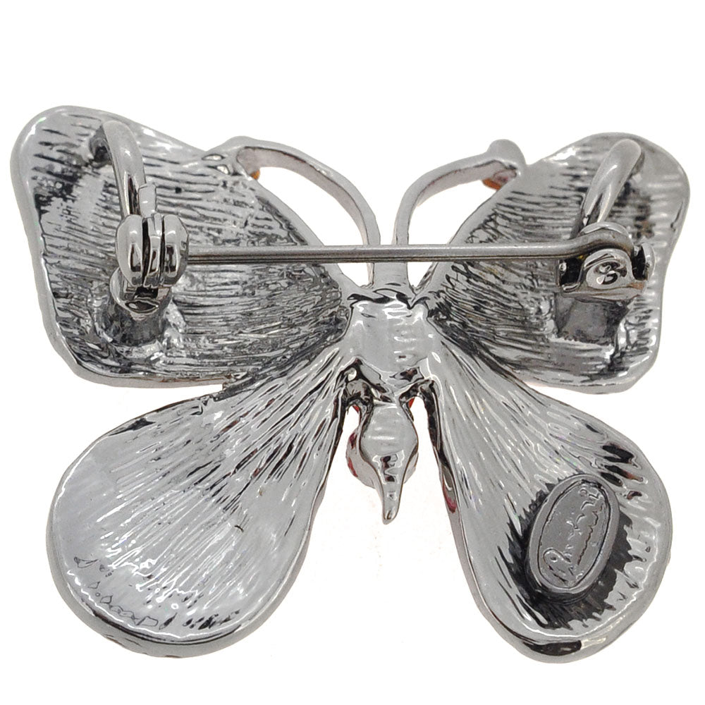 Light Pink Rainbow Butterfly Crystal Brooch Pin