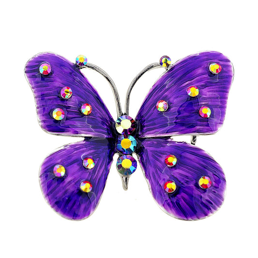Purple Enamel Butterfly Pin Brooch and Pendant