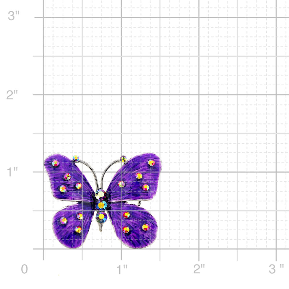 Purple Enamel Butterfly Pin Brooch and Pendant