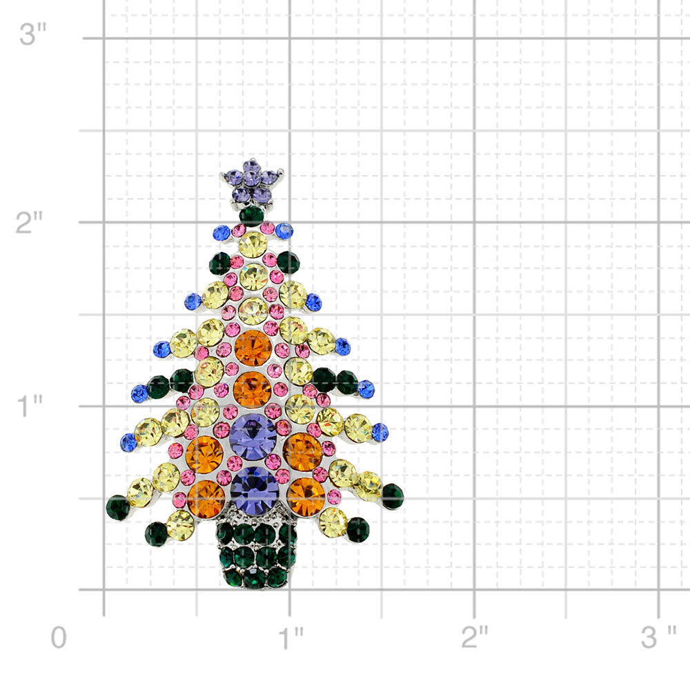 MultiColor Christmas Tree Crystal Pin Brooch