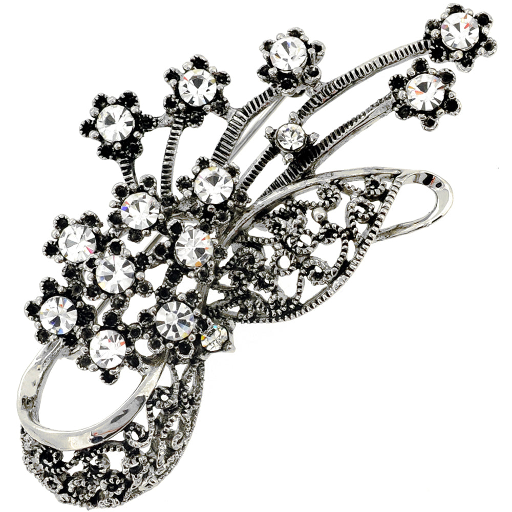 Silver Flower Bouquet Pin Brooch