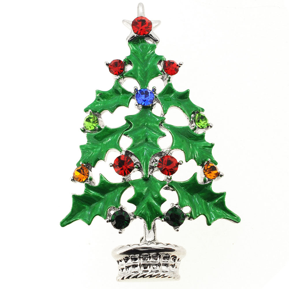 Multicolor Crystal ChristmasTree Pin Brooch