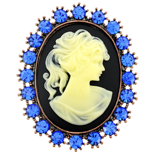 Blue Cameo Crystal Pin Brooch and Pendant