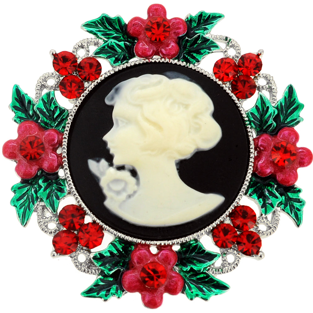 Multicolor Wreath Cameo Crystal Pin Brooch And Pendant