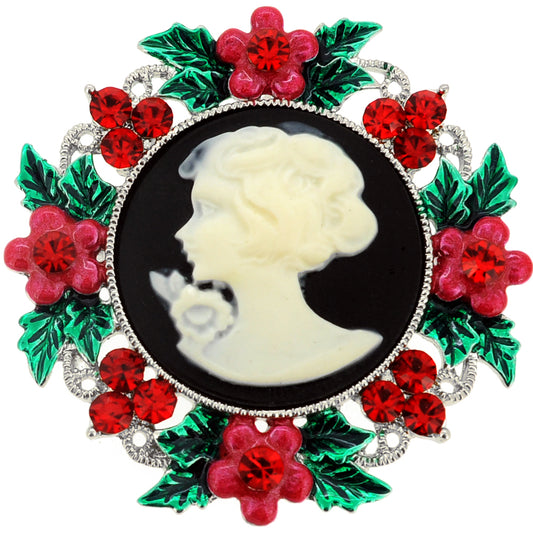 Multicolor Wreath Cameo Crystal Pin Brooch And Pendant