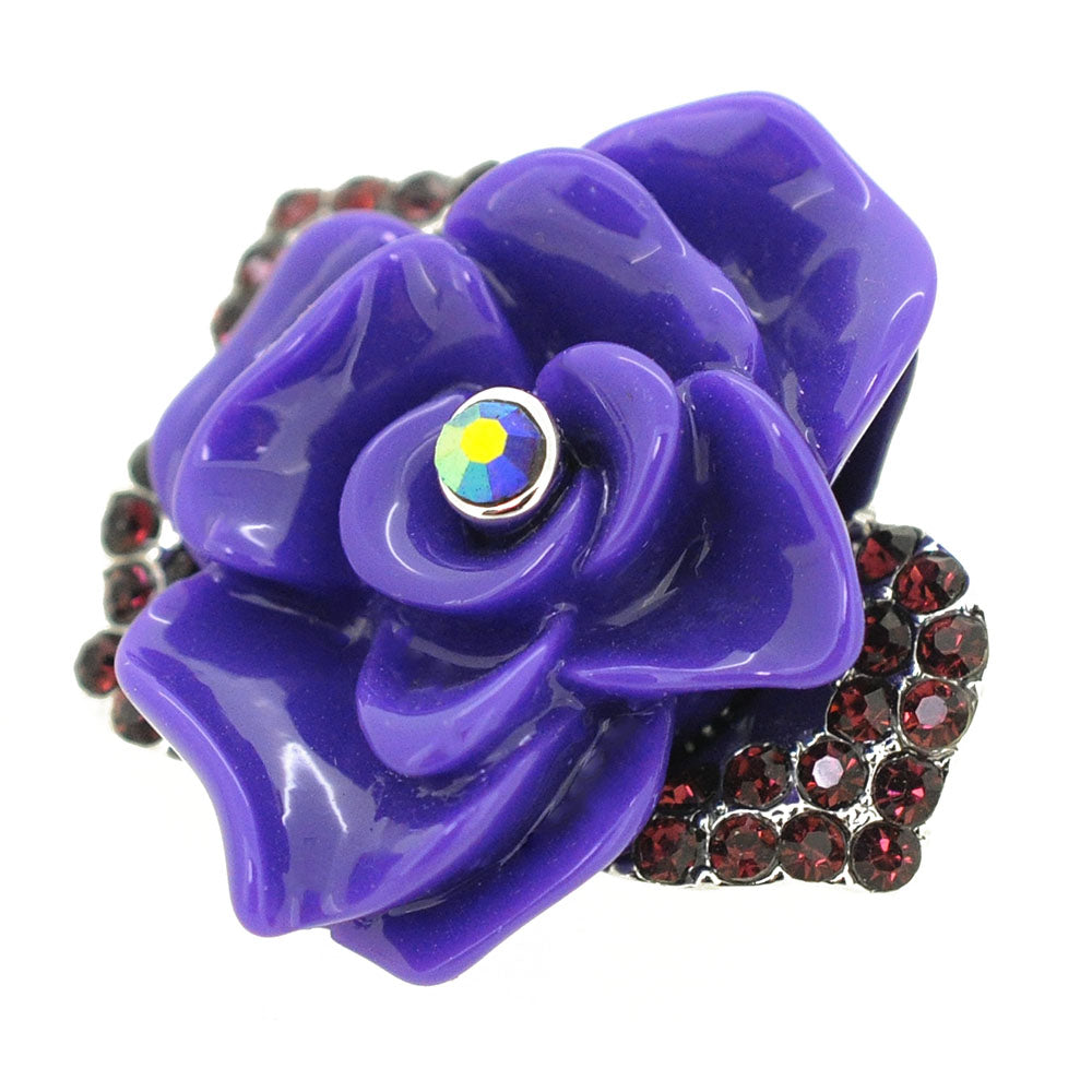 Dark Amethyst Purple Enamel Rose Pin Brooch