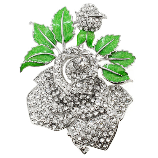 Crystal Flower Pin Brooch
