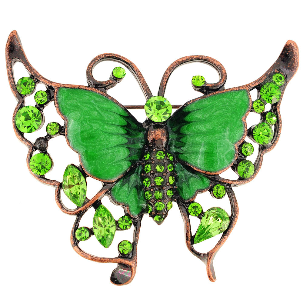 Green Butterfly Crystal Pin Brooch