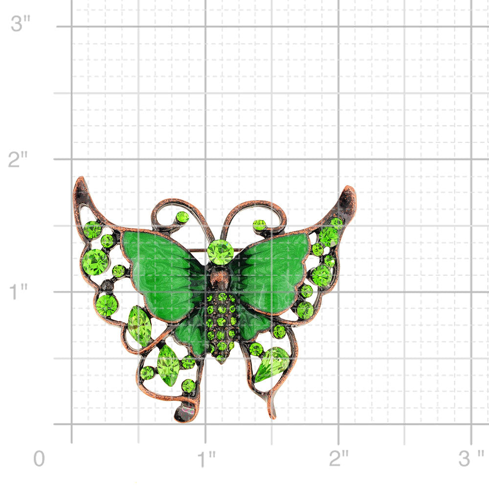 Green Butterfly Crystal Pin Brooch