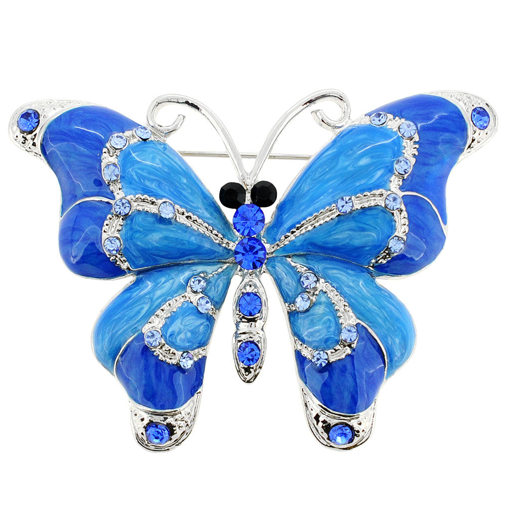 Blue Enamel Butterfly Pin Brooch
