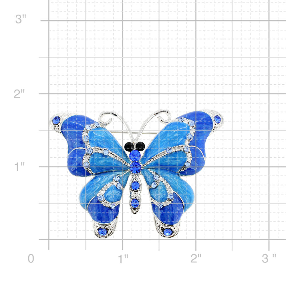 Blue Enamel Butterfly Pin Brooch