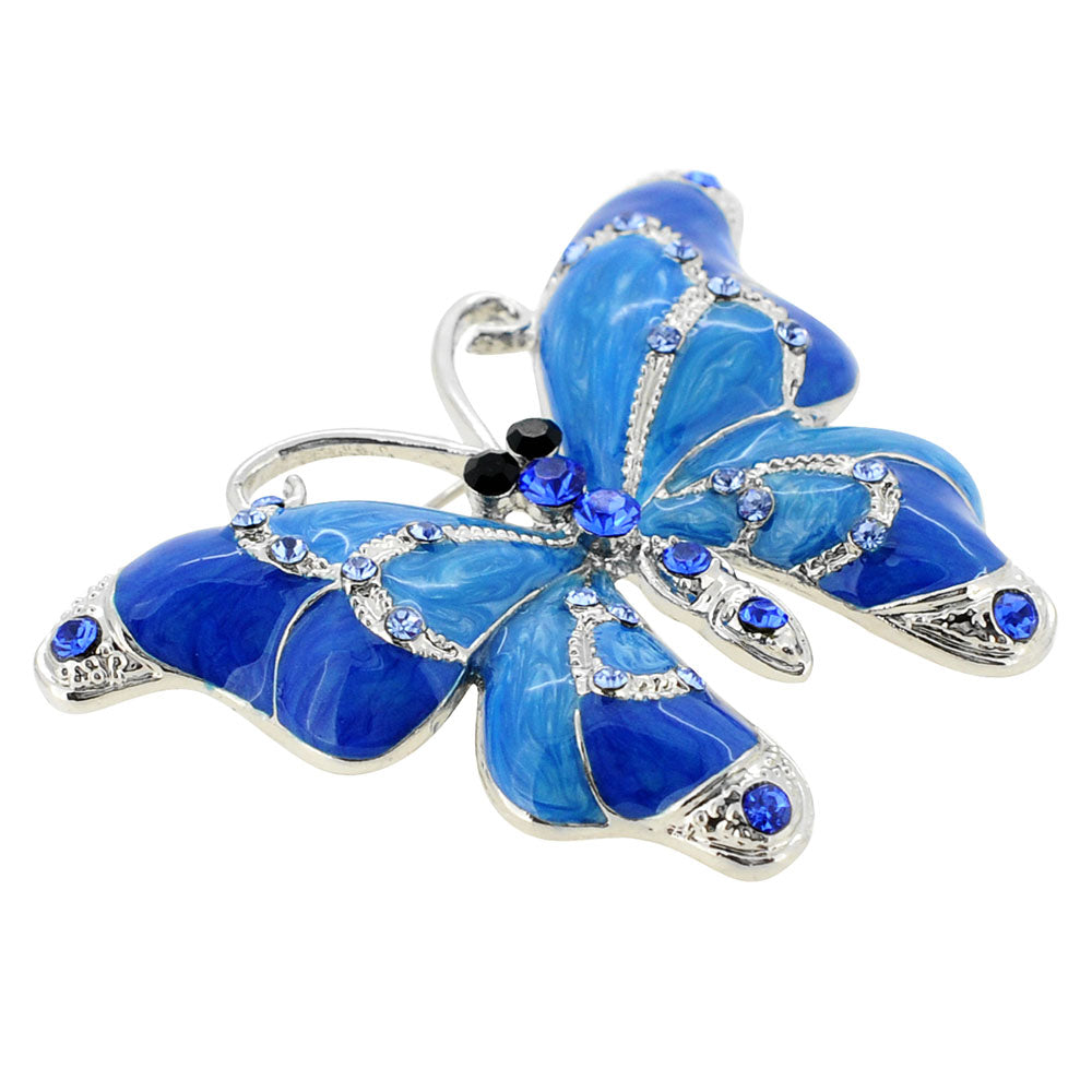 Blue Enamel Butterfly Pin Brooch