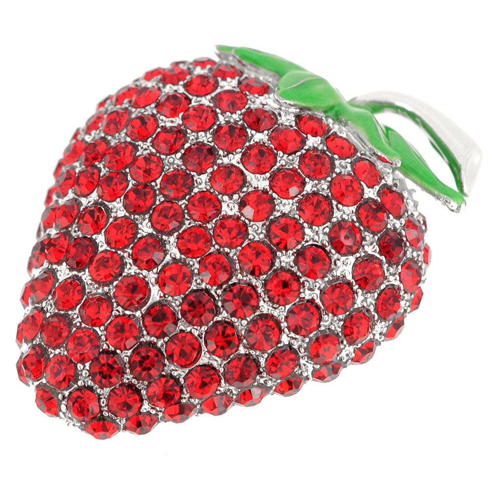 Red Strawberry Crystal Pin Brooch