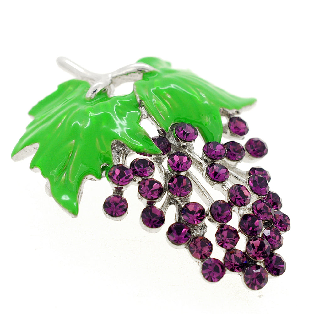 Purple Bunch Of Grapes Amethyst Crystal Pin Brooch