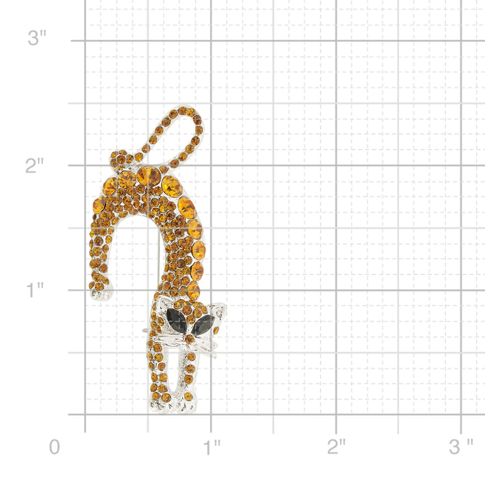 Topaz Brown Cat Crystal Pin Brooch