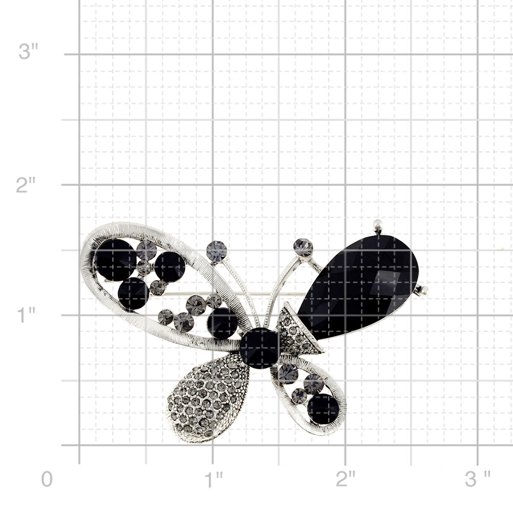 Black Butterfly Crystal Pin Brooch