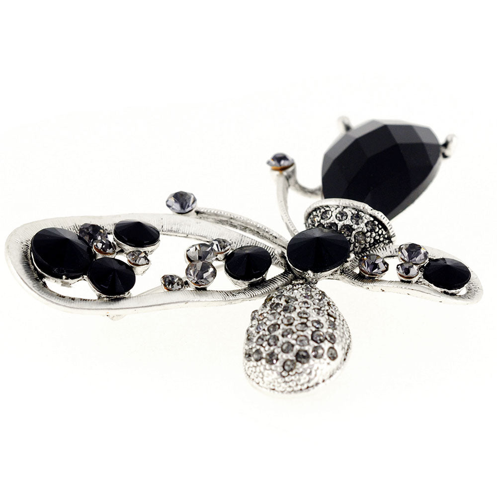 Black Butterfly Crystal Pin Brooch