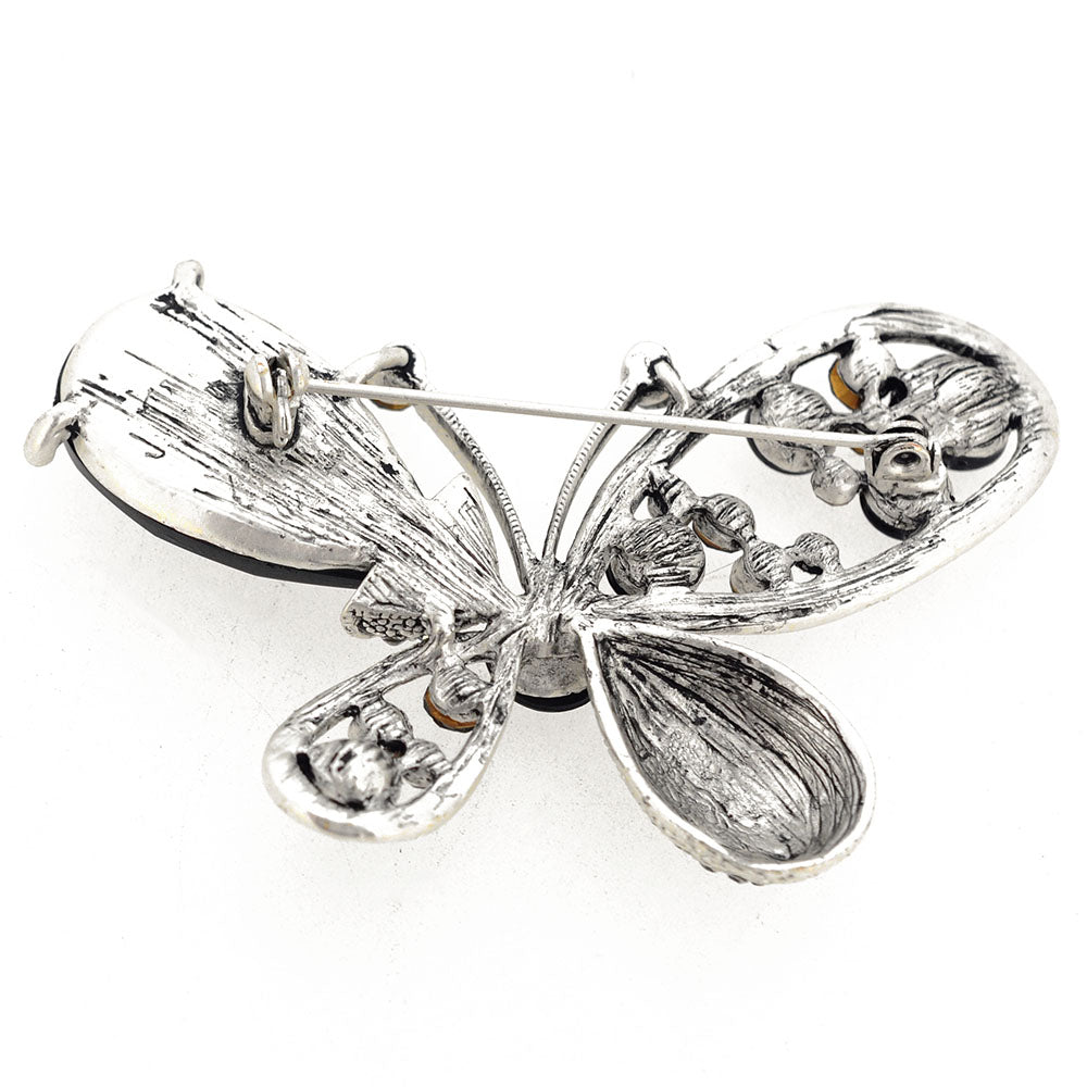 Black Butterfly Crystal Pin Brooch