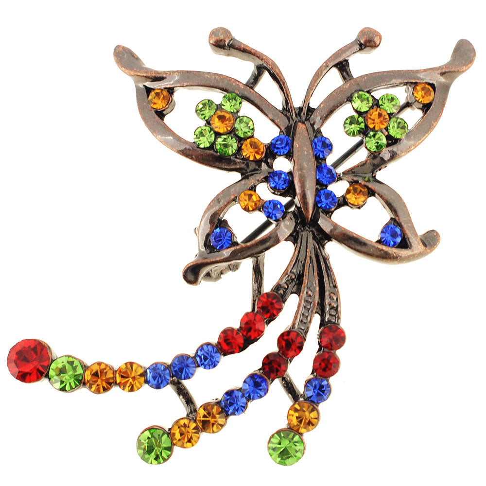 MultiColor Flying Butterfly Crystal Pin Brooch