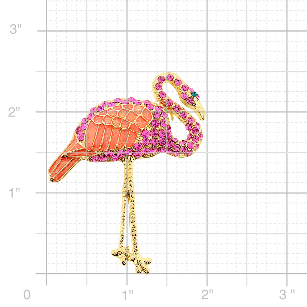 Pink Flamingo Crystal Pin Brooch And Pendant