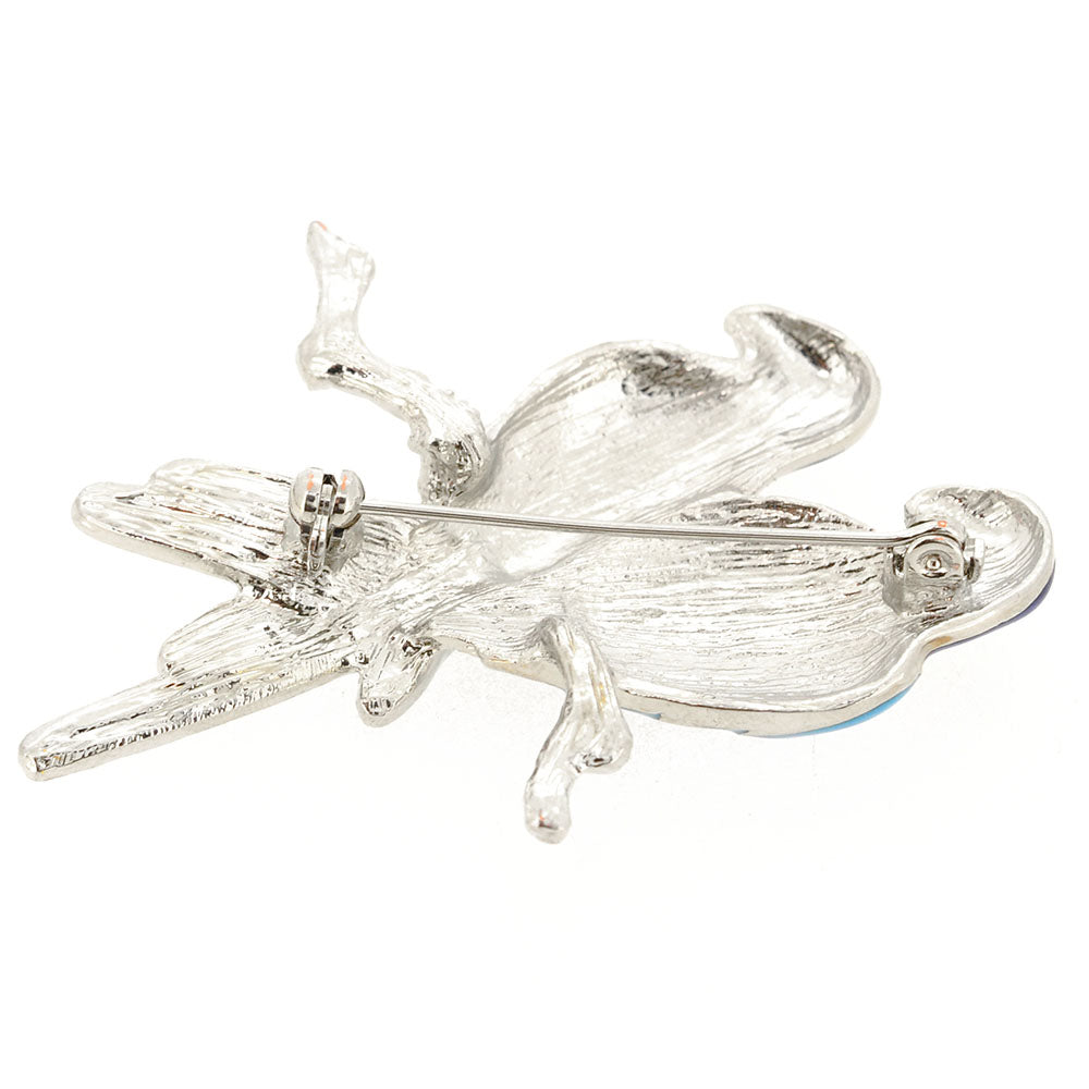 Sapphire Blue Couple Parrot Bird Crystal Pin Brooch