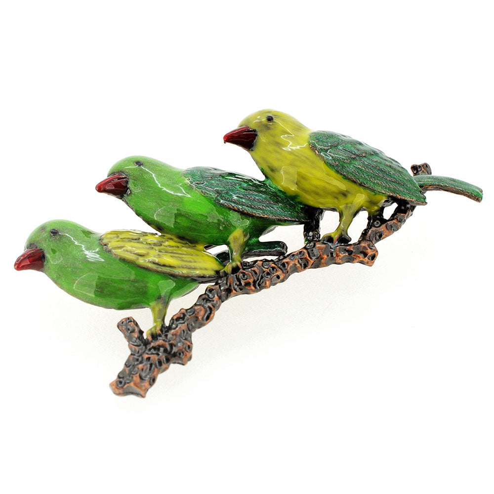Enamel Birdie Family Pin Brooch