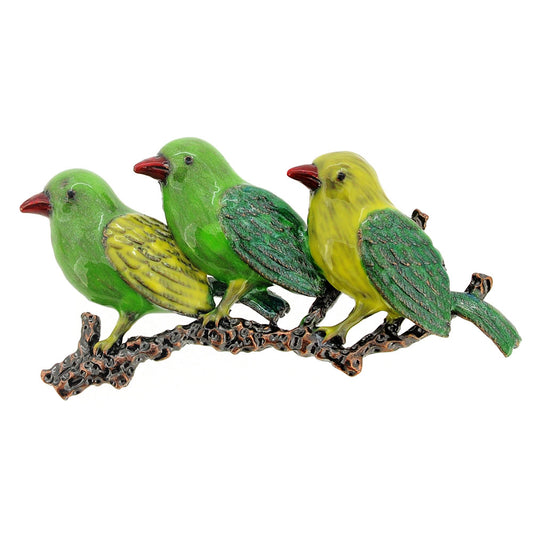 Enamel Birdie Family Pin Brooch