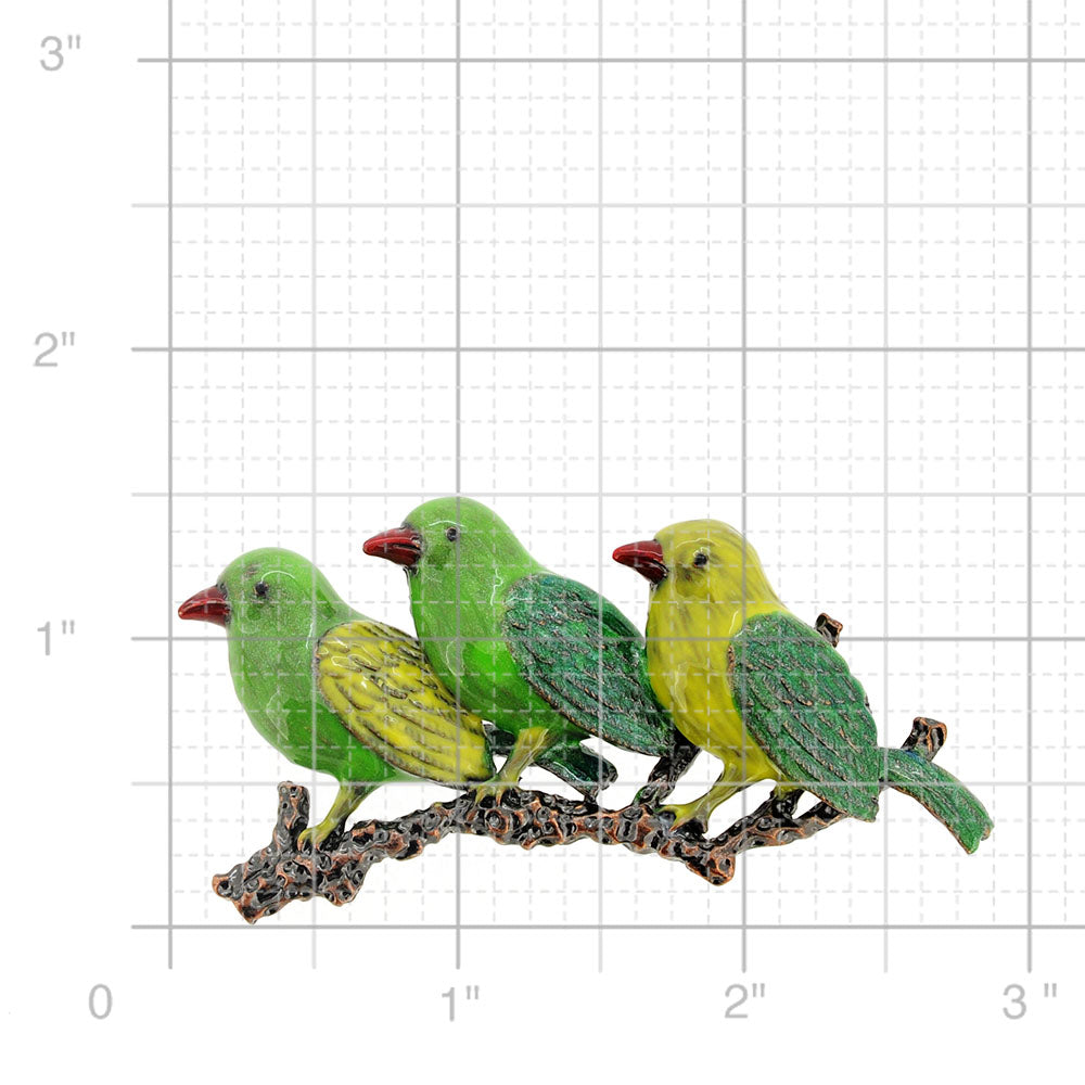 Enamel Birdie Family Pin Brooch