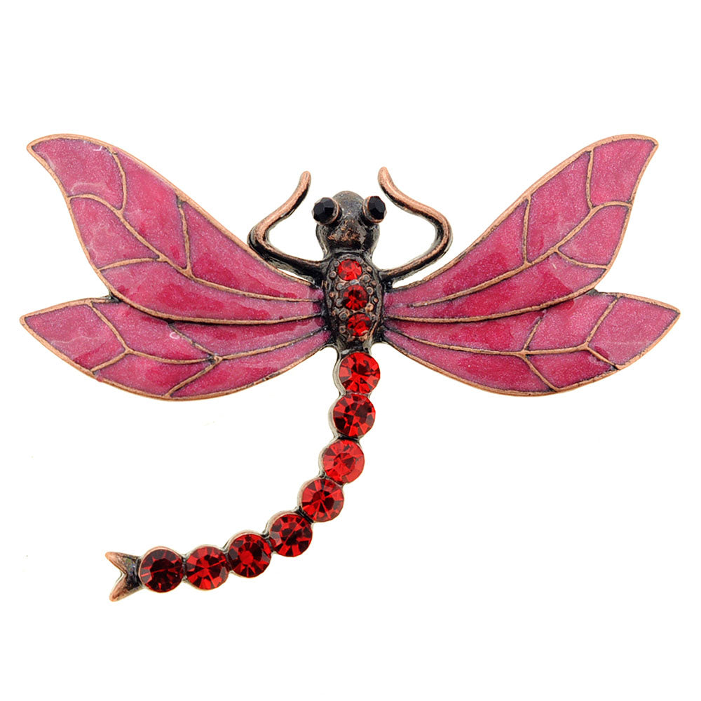 Red Dragonfly Crystal Pin Brooch