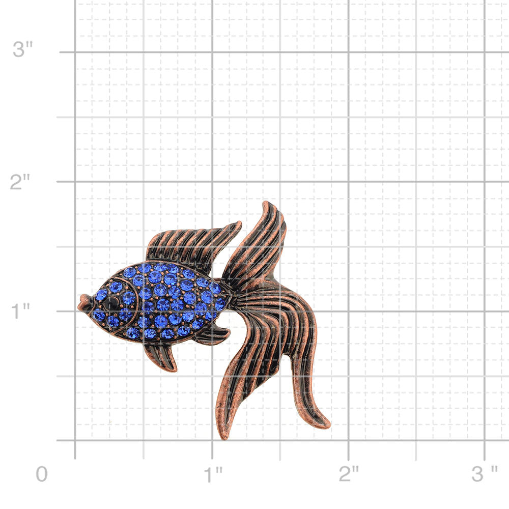 Sapphire Blue Goldfish Crystal Pin Brooch