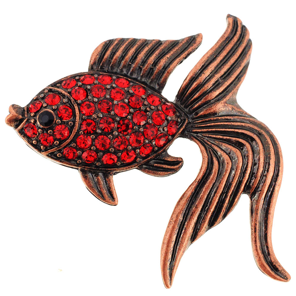 Red Goldfish Crystal Pin Brooch
