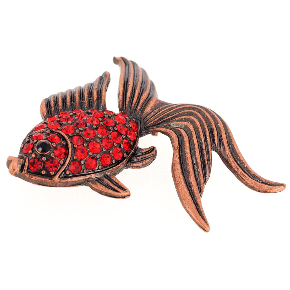 Red Goldfish Crystal Pin Brooch