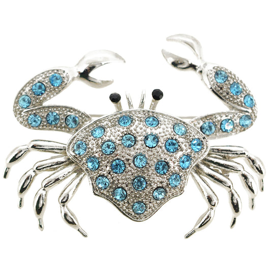 Turquoise Blue Crab Crystal Pin Brooch