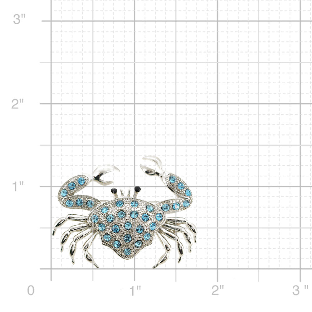 Turquoise Blue Crab Crystal Pin Brooch