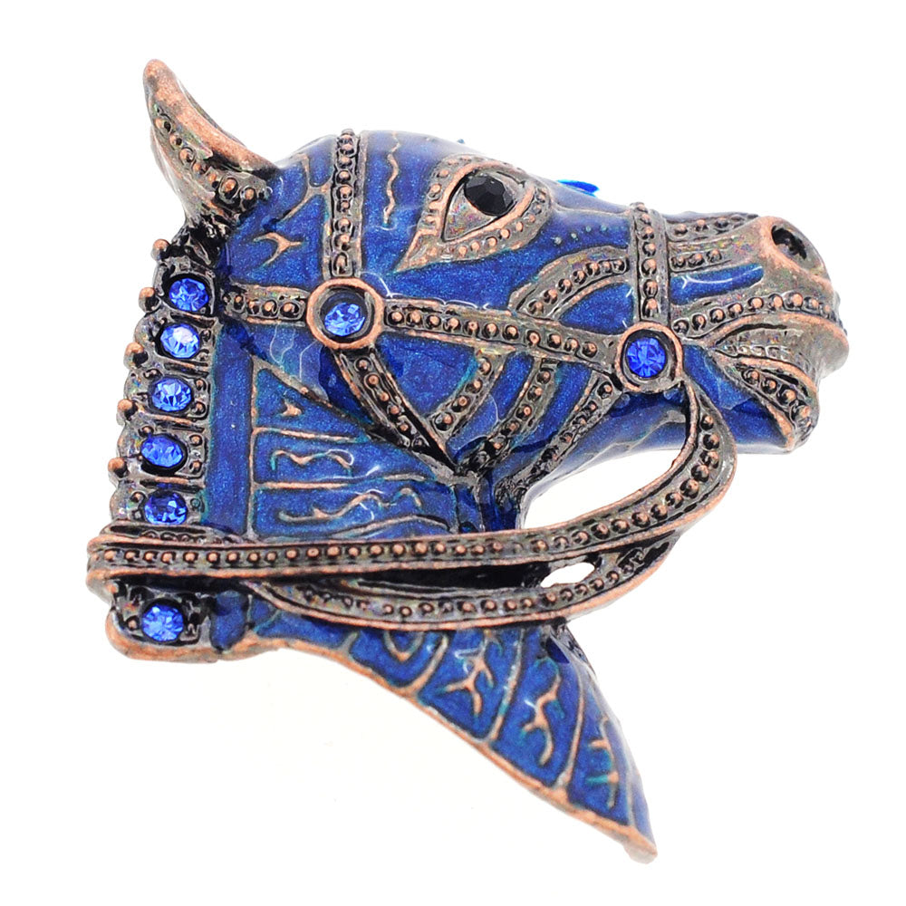 Vintage Style Navy Blue Horse Head Pin Brooch
